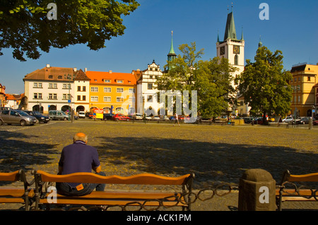 Mirove namesti Square nel centro di Litomerice Repubblica ceca UE Foto Stock