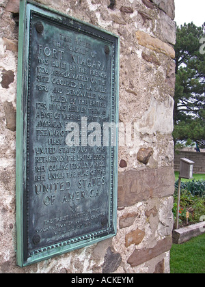 Targhetta Fort Niagara new york Foto Stock