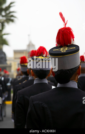 Parata militare, Plaza Bolognesi, Lima, Peru Foto Stock