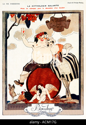 Bacchus Georges Barbier 1920s illustrazione La mythologie Galante mises en estampes pour la decorazione boudoir dun Foto Stock