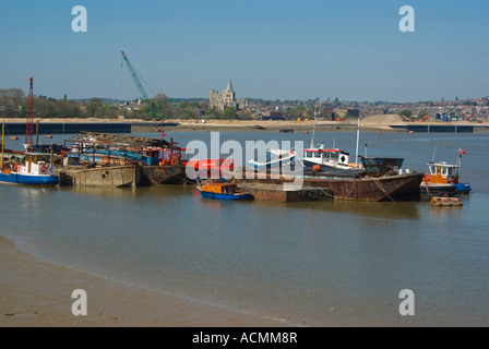 In Europa il Regno Unito Inghilterra kent Rochester Castle e Cattedrale di Chatham Foto Stock