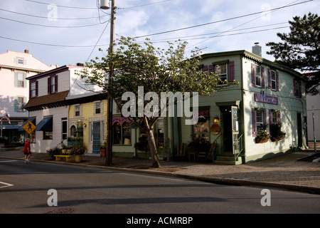 Piccole case colorate in Cape May, NJ Foto Stock