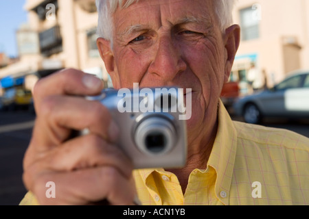 Senior uomo in vacanza in Santa Fe New Mexico Foto Stock