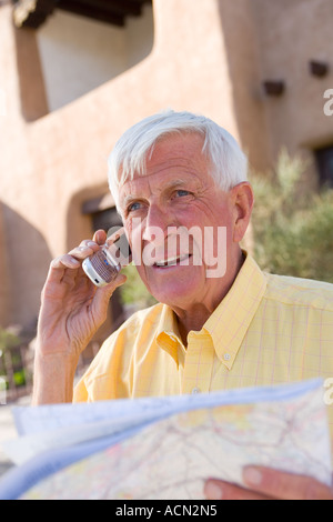 Senior uomo in vacanza in Santa Fe New Mexico Foto Stock