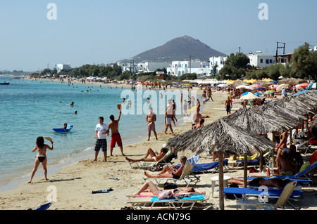 Popolari spiagge di Naxos, Grecia Foto Stock