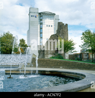 Piazza Castello e BT edificio Swansea Galles Foto Stock