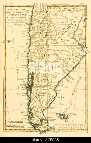 Mappa di Cile dal Perù meridionale di Capo Horn 1760 Foto Stock