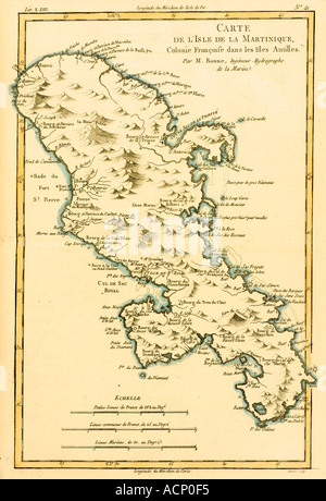 Mappa di Isola di Martinica circa 1760 Foto Stock