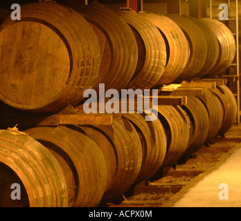 botti di whisky Foto Stock