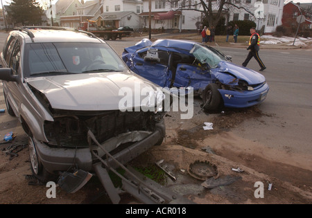 Incidente auto veicoli dopo l incidente di automobile Foto Stock