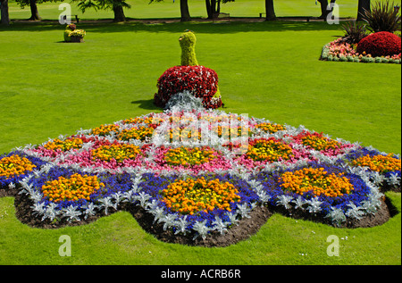 Letti di fiori nel Grant Park Gardens Forres Moray Grampian Regione Foto Stock