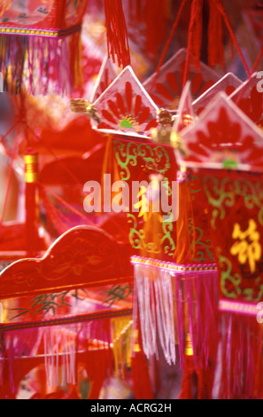 Rosso Lanterna cinese Shop Hong Kong Cina Asia Foto Stock