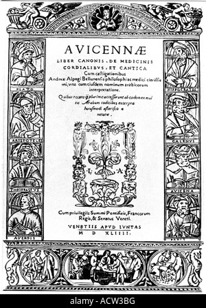 Avicenna (Ibn Sina), 980 - 1037, filosofo e medico persiano, edizione latina dei suoi scritti, Venezia, 1554, titolo, Foto Stock