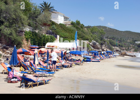 Spiaggia di Makris Gialos, Lassi, CEFALLONIA, ISOLE IONIE Grecia. Foto Stock