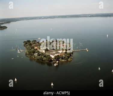 Frauenchiemsee, isola del Chiemsee, con il monastero Frauenwoerth, Germania, il Land della Baviera Fraueninsel Foto Stock