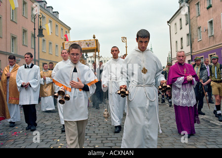 La processione del Corpus Domini a Poznan, Polonia Foto Stock