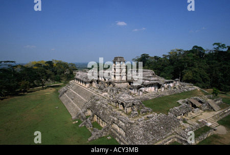 Il Palazzo el palacio Palenque Chiapas Messico America Centrale Foto Stock