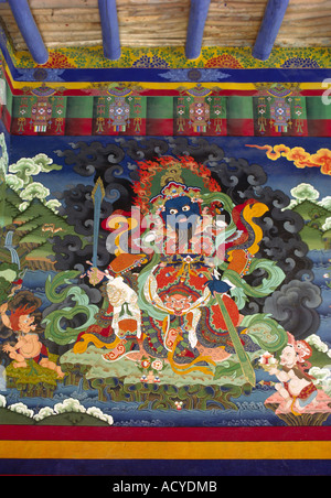 GAURDIAN DEL SUD originariamente divinità Bon Affresco murale per proteggere il Gompa ingresso monastero di Lamayuru LADAKH Foto Stock