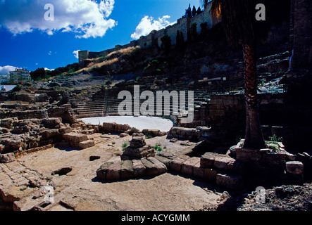 Teatro Romano, Teatro Romano, Teatro Romano, nei pressi di Plaza de la Aduana, Malaga, provincia di Malaga, Spagna, Europa Foto Stock