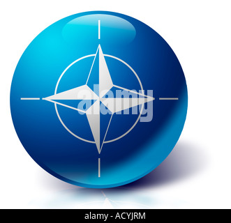 Bandiera della nato come una sfera di vetro Foto Stock