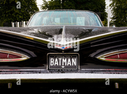 1960 Chevrolet Impala Batman la piastra posteriore e le alette di coda, Goodwood Festival of Speed, Sussex, Regno Unito. Foto Stock