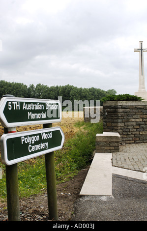 Zonnebeke legno poligono 5a divisione australiana Memorial Belgio Foto Stock