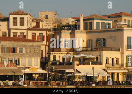 Creta Veduta del vecchio quartiere di Hania visto dal porto esterno Foto Stock