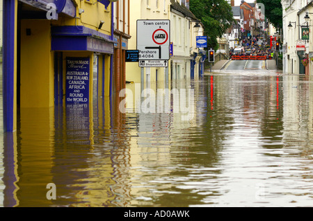 Inondati Evesham centro città . Worcestershire, Inghilterra, Foto Stock