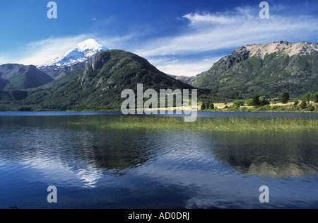 Lago Paimun e Lanin vulcano Lanin National Park, Neuquen Provincia, Argentina Foto Stock