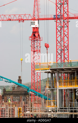 Gru a torre per ponteggi e costruzione edilizia Sheffield Centre Foto Stock