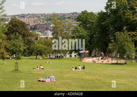 Inghilterra Bristol Brandon Hill Park vista sul centro della città Foto Stock