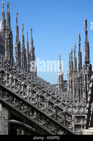 Il tetto del Duomo Milano Italia Foto Stock