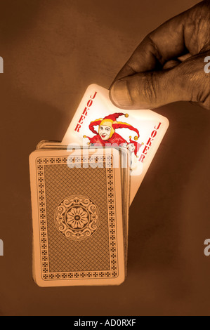 Jocker nel pack di carte da gioco Foto Stock