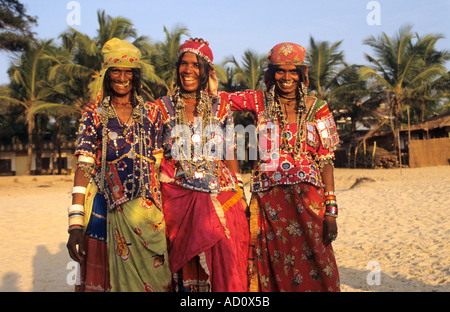 Lambani ladies Colva Beach Goa in India Foto Stock