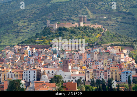 Panoramica di Bosa, Sardegna, Italia Foto Stock