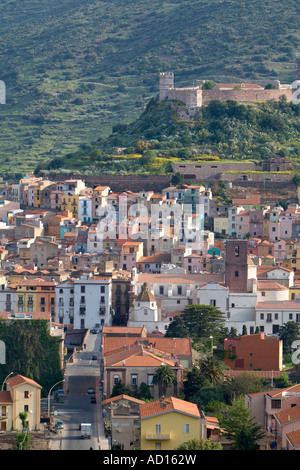 Panoramica di Bosa, Sardegna, Italia Foto Stock