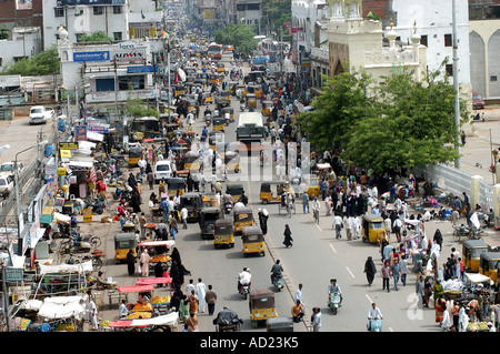 ASB73045 vista aerea della vecchia città di Hyderabad come visto da Charminar Hydrabad Andhra Pradesh in India Foto Stock