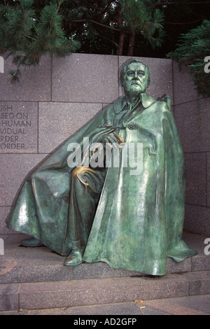 Franklin Delano Roosevelt Memorial, Statua di F D Roosevelt, West Potomac Park, Washington, DC, Stati Uniti d'America Foto Stock