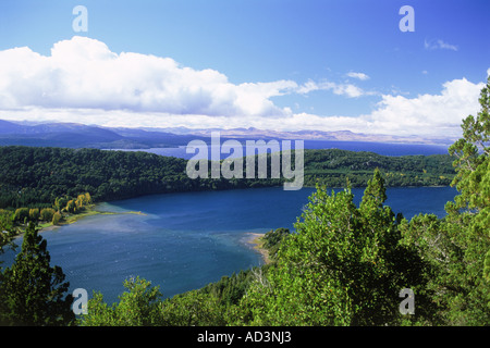 Panoramica di Lake District in Patagonia intorno a Bariloche nel Sud dell Argentina Foto Stock