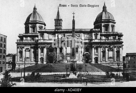 Geografia / viaggio, Italia, Roma, chiese, Santa Maria maggiore, facciata anteriore, costruita nel 1743 da Ferdinando fuga, cartolina fotografica, circa 1900, Foto Stock