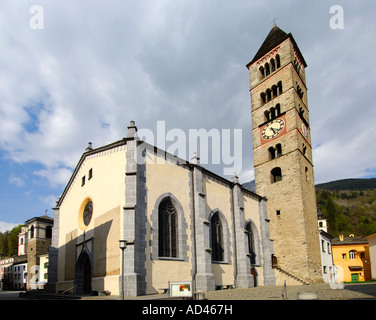 La chiesa di San Vittore Mauro Poschiavo, Valposchiavo, dei Grigioni, Grigioni, Svizzera Foto Stock