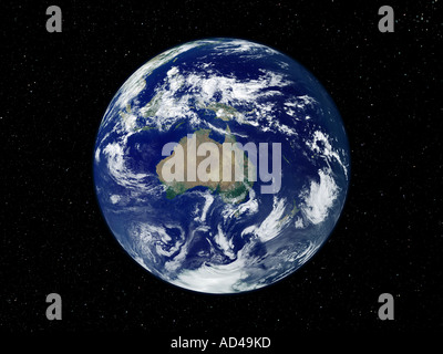 Completamente illuminata immagine di massa centrato su Australia e Oceania Foto Stock