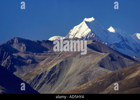 Aliante e Aoraki Mt Cook Mackenzie paese Isola del Sud della Nuova Zelanda Foto Stock