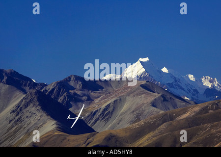 Aliante e Aoraki Mt Cook Mackenzie paese Isola del Sud della Nuova Zelanda Foto Stock