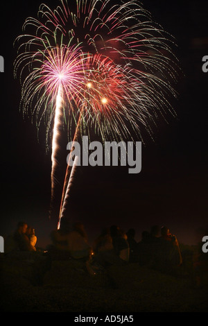 Fuochi d'artificio del 4 di luglio nel Connecticut USA Foto Stock