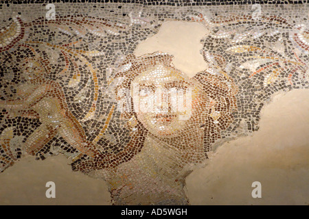 Ritratto di Monna Lisa di Galilea il pavimento in mosaico in corrispondenza del terzo secolo villa romana nel Zippori Foto Stock