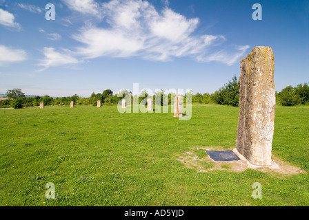 Il Ardington e Lockinge Millennium Meridiana e Sistema Solare cerchio di pietra e boschi Oxfordshire il millennio meridiana Foto Stock