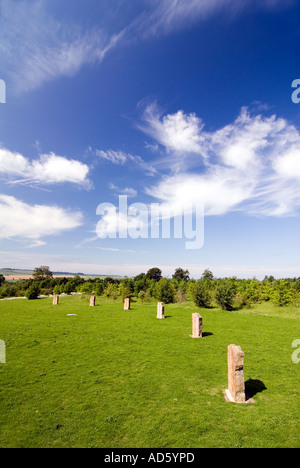 Il Ardington e Lockinge Millennium Meridiana e Sistema Solare cerchio di pietra e boschi Oxfordshire il millennio meridiana Foto Stock