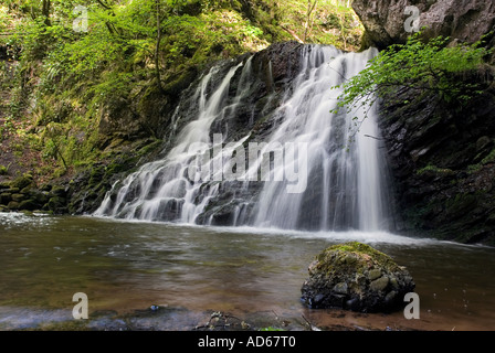 Fairy Glen cascate, Rosemarkie, Black Isle, altopiani, Scozia Foto Stock