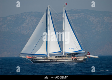 In legno barca a vela a Gocek, Turchia. Foto Stock